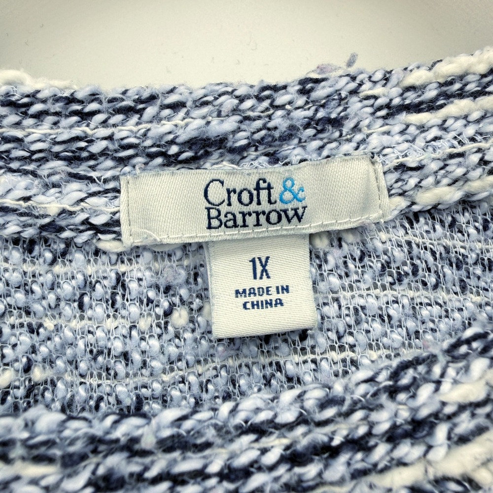 Croft & Barrow Sweater Womens 1X Blue Heather Knit Marled Long Sleeve Top - Picture 4 of 10